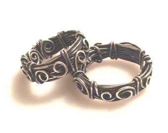 His and Hers GOT Wedding Rings, Couples Rings, Rustic Wedding Band, Filigree Rings | MI Artist, AOA Jewelry