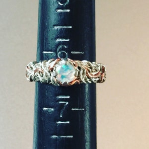 Fire Opal two tone Ring, Sterling Silver and Rose Ring, mixed metal ring, Coiled Ring, Crown of Thorns Ring, Engagement Ring