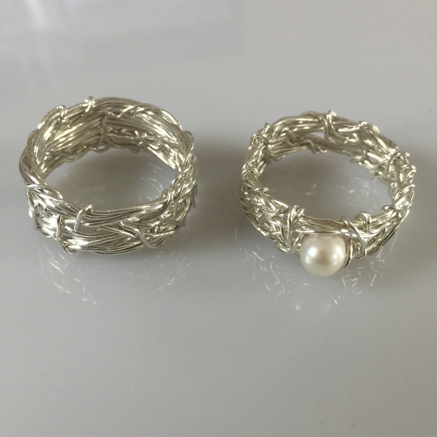 His and Hers wedding rings Filigree Wedding Ring Sets Pearl | Etsy