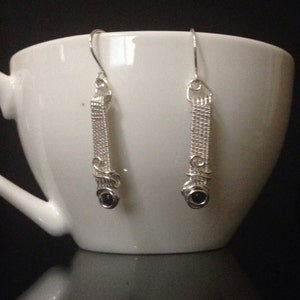 Silver and Blue Goldstone earrings, Wire Wrapped Jewelry Handmade,Twisted Wire Jewelry, unique earrings, Fair Trade Handmade Jewelry