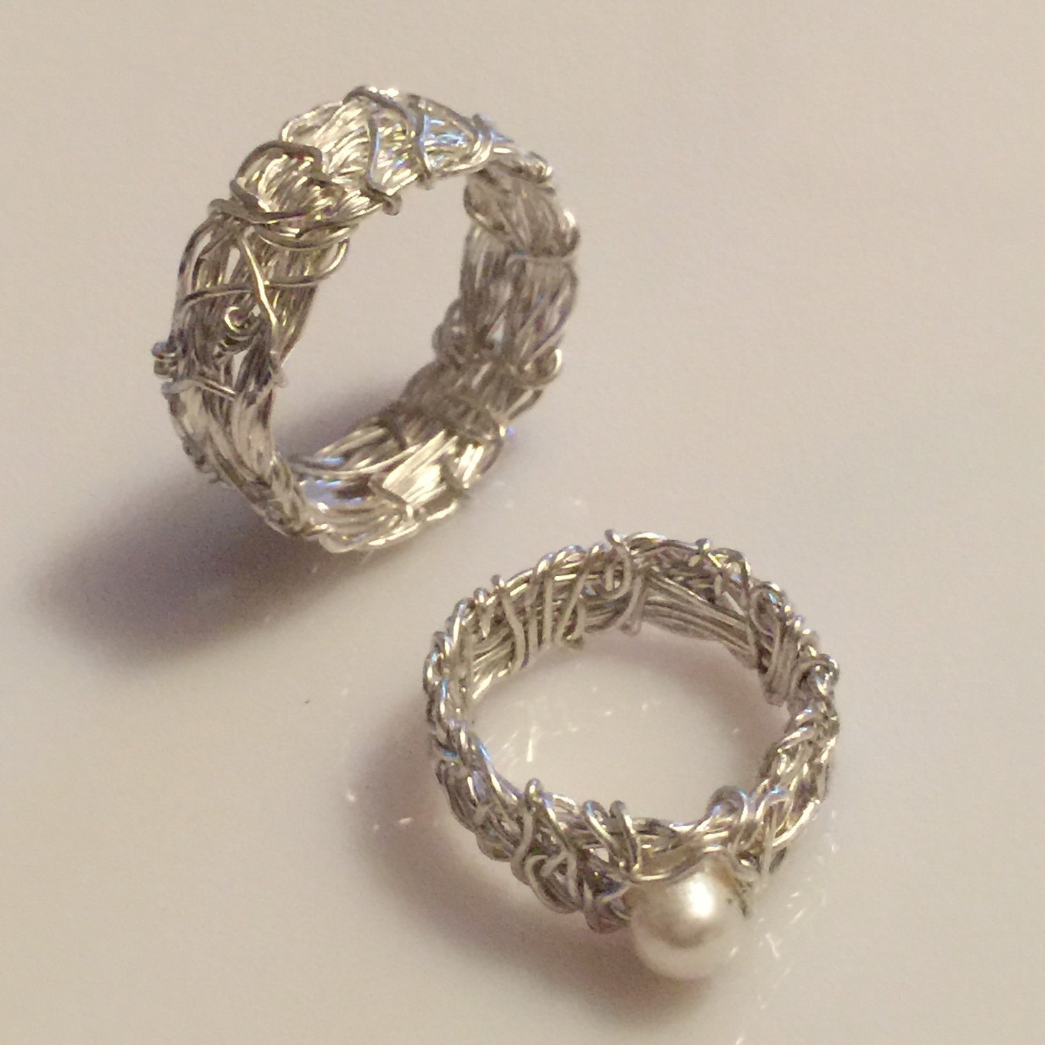 His and Hers wedding rings Filigree Wedding Ring Sets Pearl | Etsy