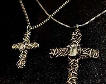 His and Hers Cross Pendant faith based necklaces made in sterling silver