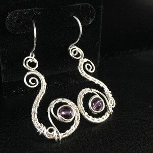 Sterling Silver and Amethyst Earrings, Wire Wrapped Jewelry Handmade,Wire Wrap Jewelry, Personalized Jewelry