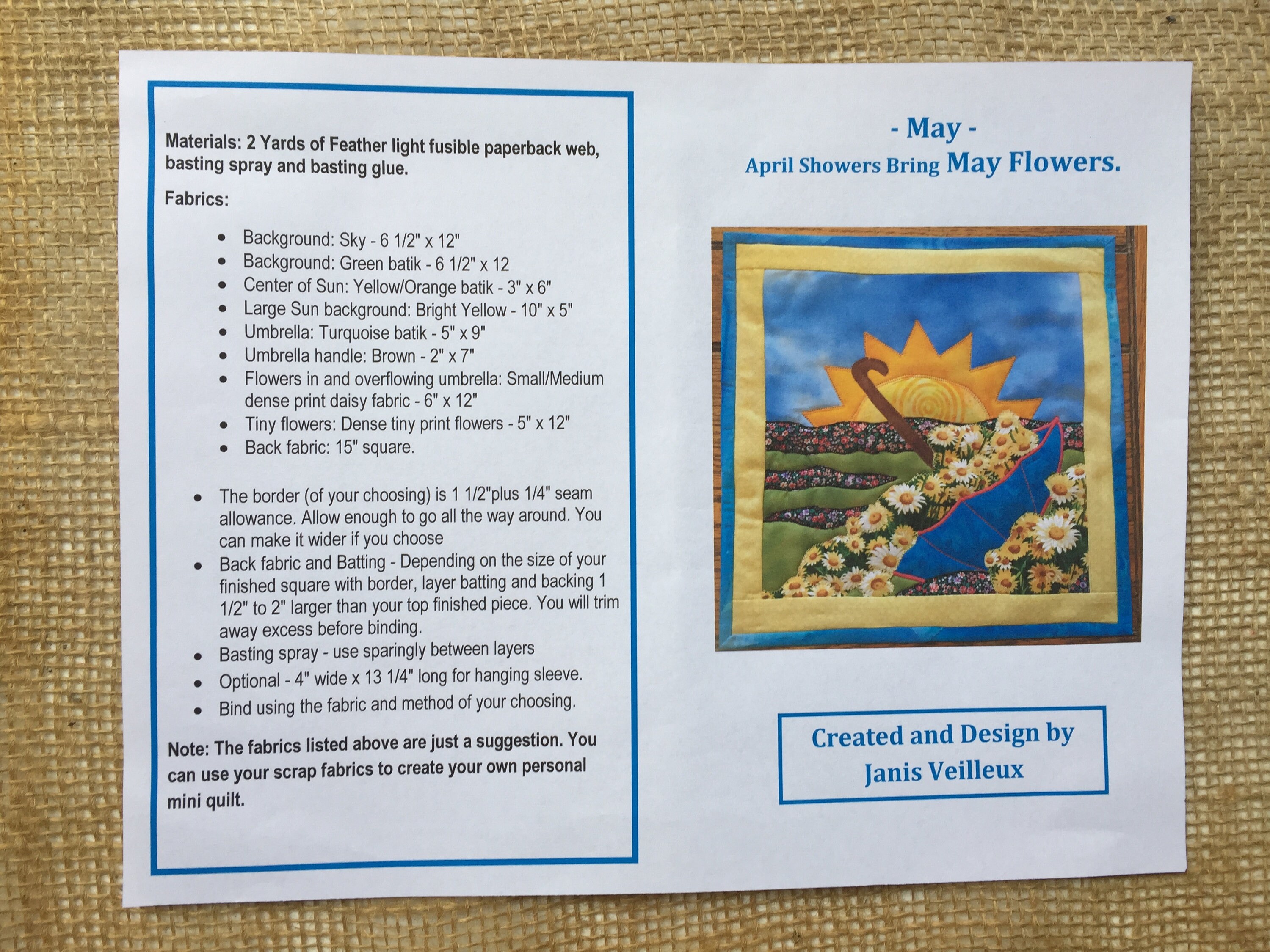 May Flower Pattern May Mini Quilt Pattern - May Flowers - Etsy