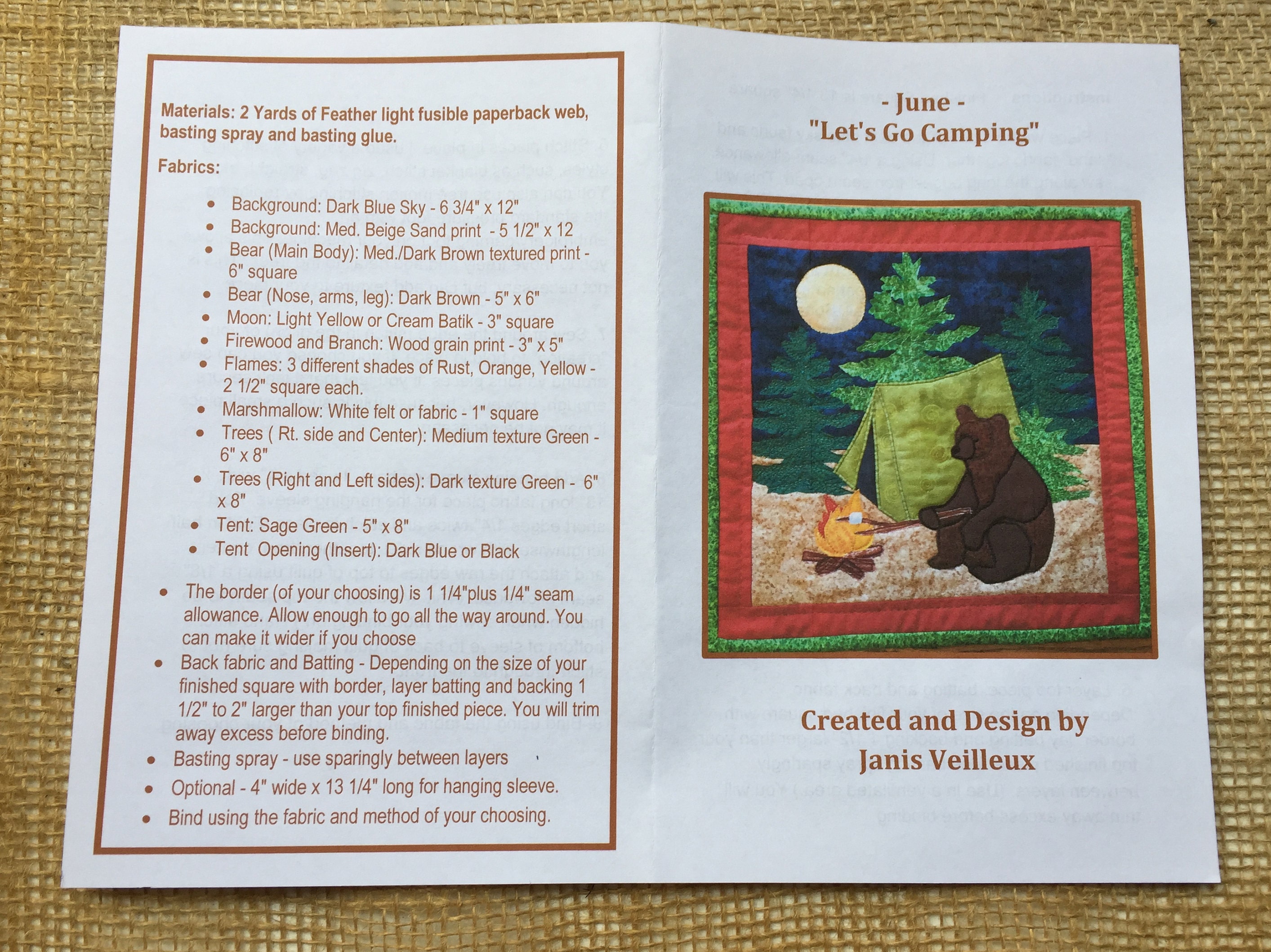 June Mini Quilt Pattern - Let's Go Camping - Etsy
