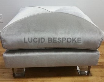 Hollywood regency Custom made ottoman on our square Lucite legs