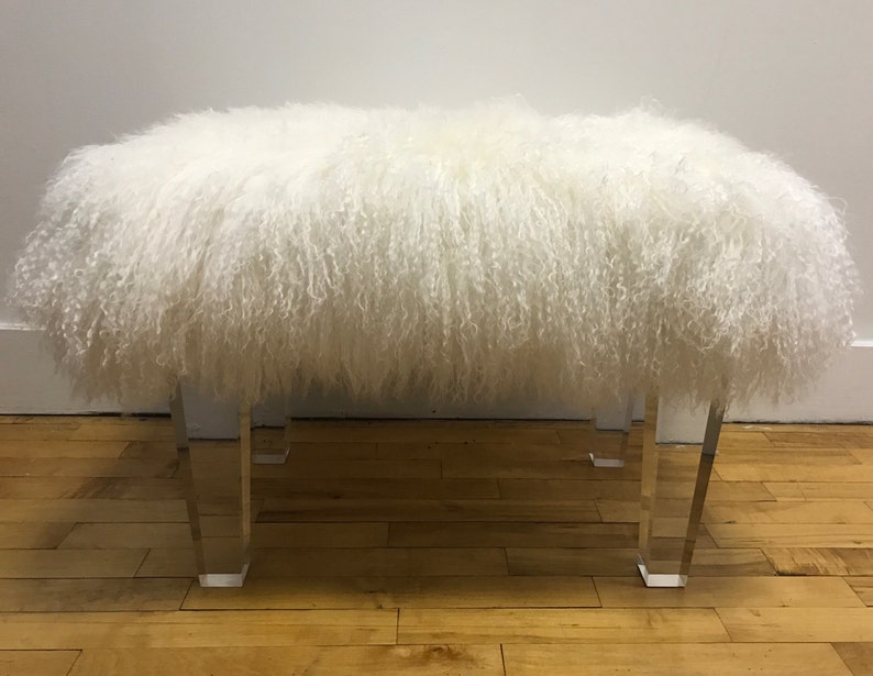 NEW Sheepskin Lamb Lucite Bench Ottoman Lucite Legs Etsy