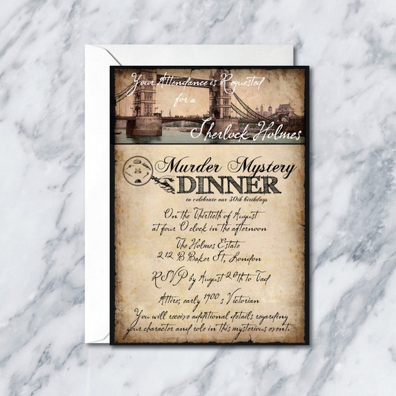 Sherlock Holmes Murder Mystery Party Invitation, Early 1900s Costume Party, Murder Mystery Dinner, 30th Birthday Il_570xn