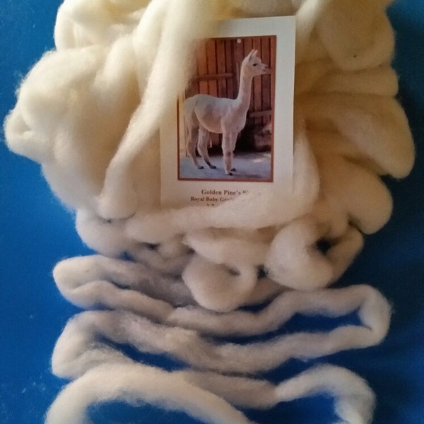 RESERVED FOR AGNES White Alpaca Roving Royal Baby Grade 4 oz