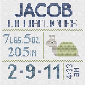 Customized Cross Stitch for Baby - Pattern - Snail