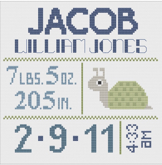 Customized Cross Stitch for Baby - Pattern - Snail