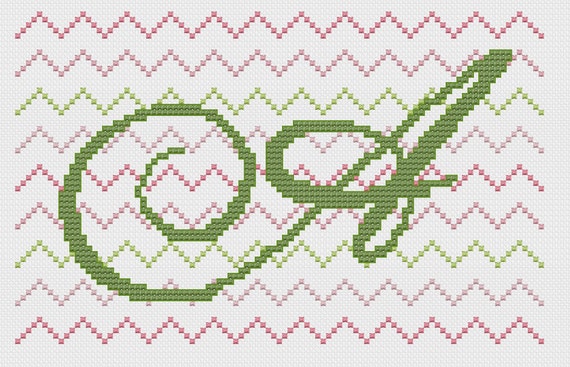 Curly Initial "A" - pink and green