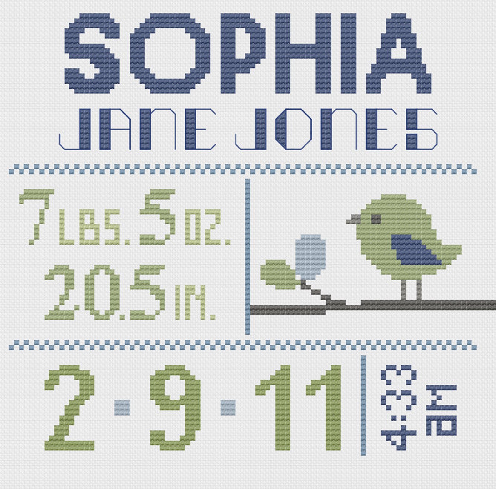 Customized Cross Stitch for Baby Pattern Birds Etsy