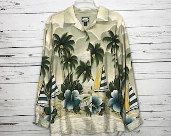Mens vintage Tommy Bahama Hawaiian beach shirt SZ:M