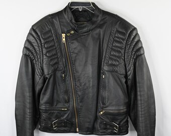 Berman S Motorcycle Black Leather Jacket Quality Heavy Padded Elbows Shoulders Back Authentic Motorcycle Jacket Heavy Zippers Quilt Lined Clothing Jackets Coats Bent Hospital Ir