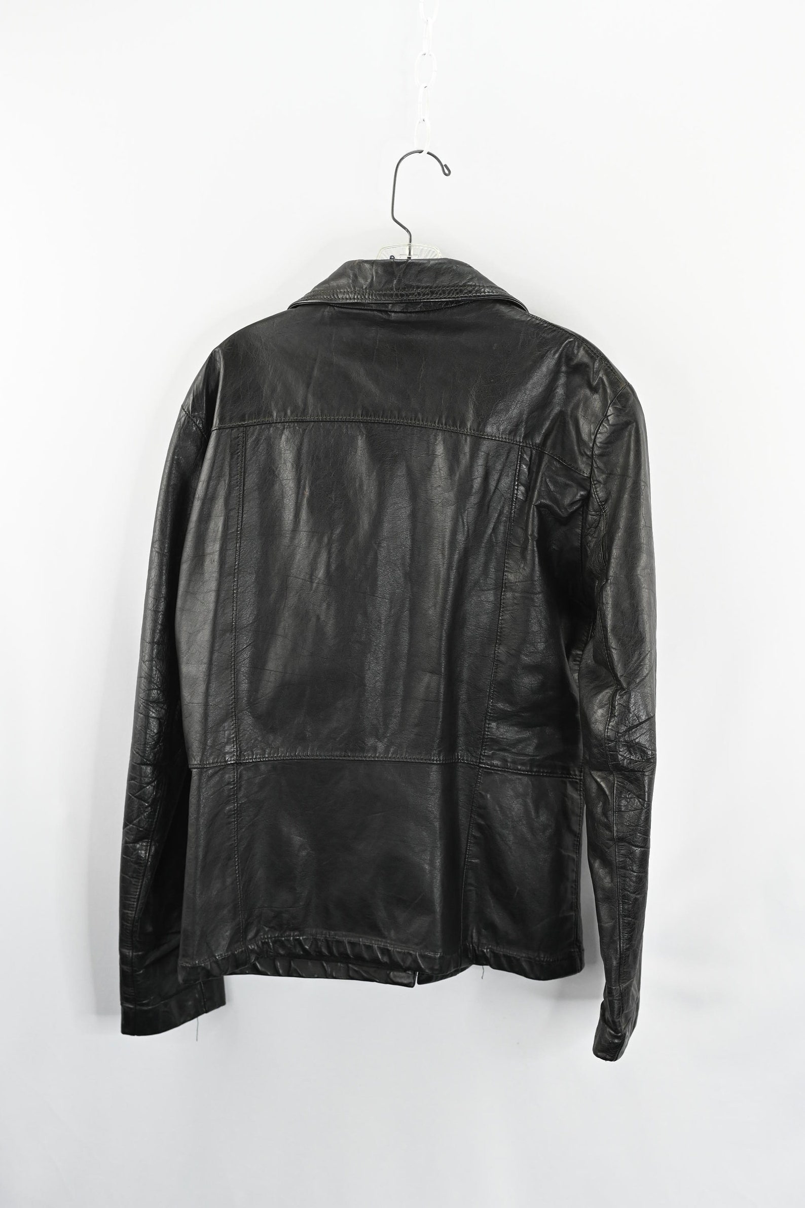 Vintage Black Leather Jacket Size Fits Like L | Etsy