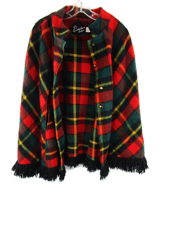 Vintage Plaid Wool Cloak