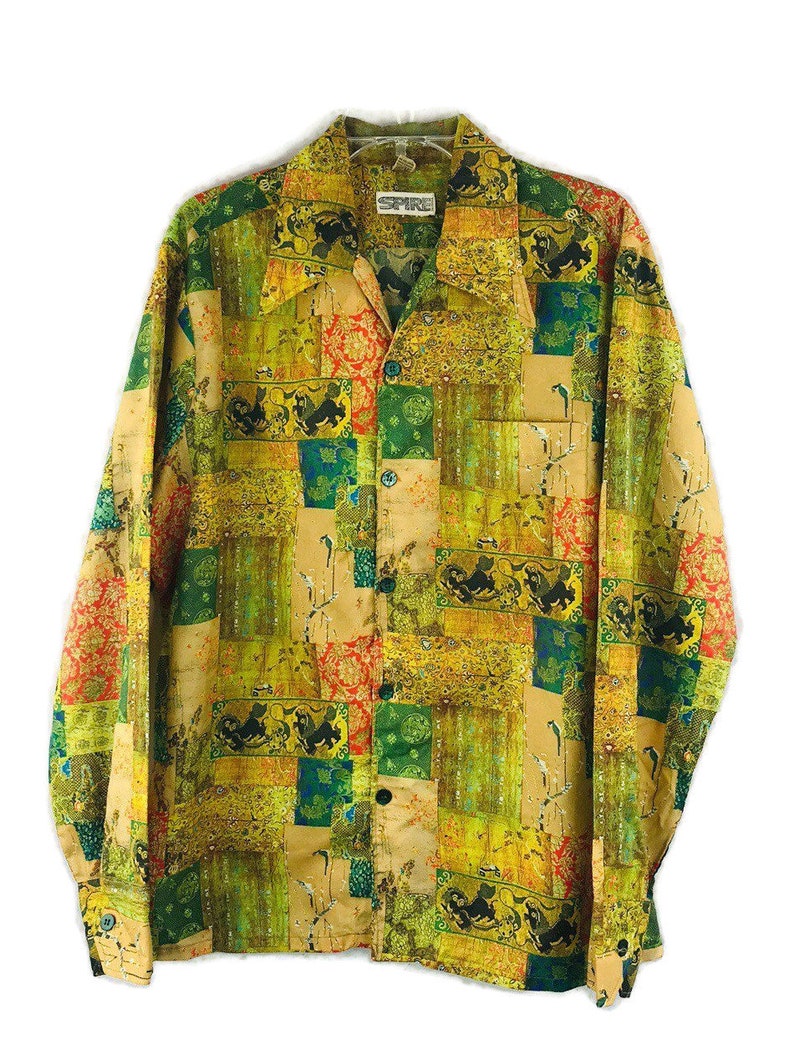 Vintage 70/'s mens casual shirt sz:Large