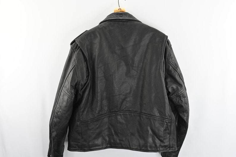 Frontier Leathers Black Leather Motorcycle Jacket Size 52