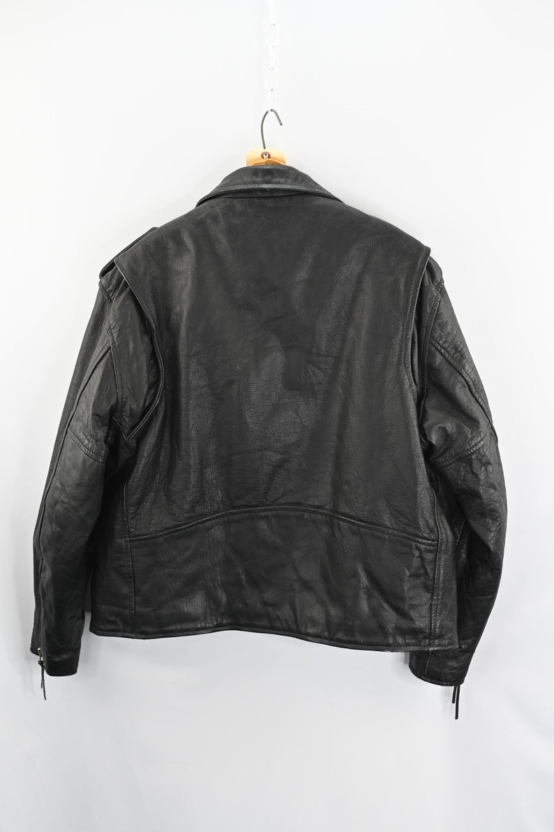Frontier Leathers Black Leather Motorcycle Jacket Size 52