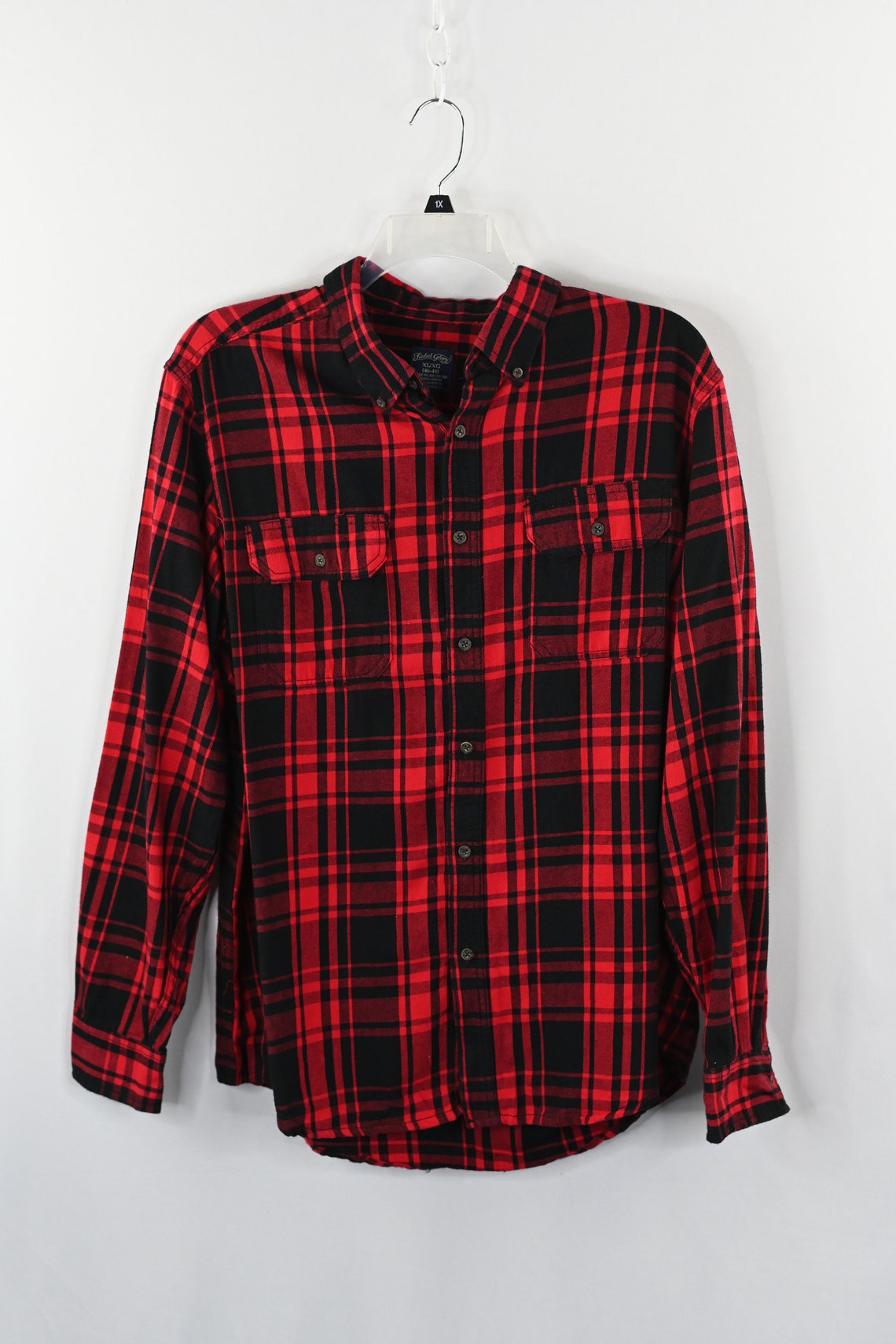 Red & Black LongSleeve Flannel Shirt Size XL Etsy