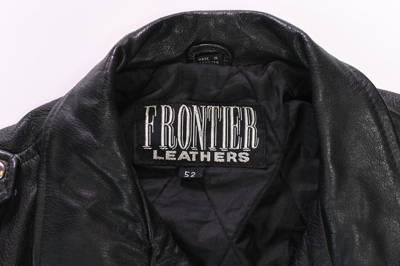 Frontier Leathers Black Leather Motorcycle Jacket Size 52