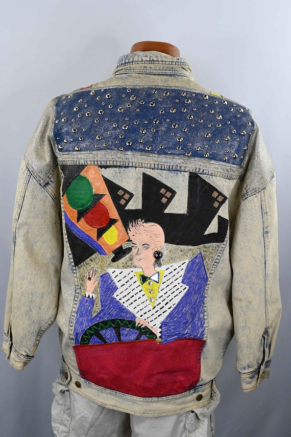 Vintage 1980's Customized Hand Painted Acid Wash D