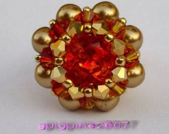 Swarovski crystal ring orange, unique