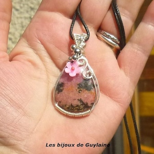 Rhodochrosite pendant necklace, pendant, rhodochrosite stone