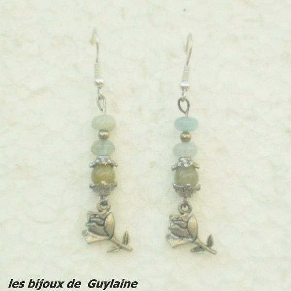 Boucles d'oreilles pierre aigue-marine