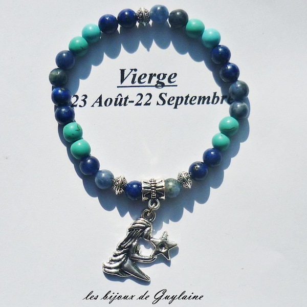 bracelet signe astrologique Vierge en pierre