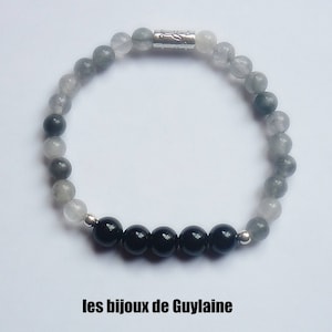 men&#39;s protective bracelet in black tourmaline and Labradorite stone