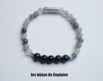 bracelet de protection pour homme en pierre tourmaline noire et labradorite