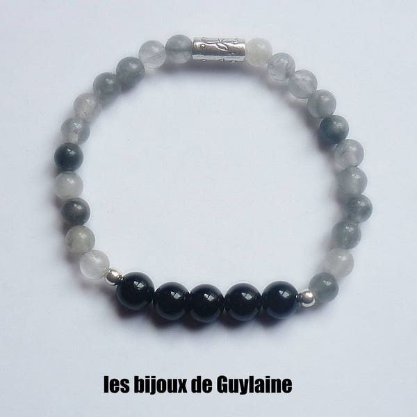 bracelet de protection pour homme en pierre tourmaline noire et labradorite