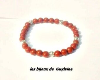 bracelet en pierre jaspe rouge