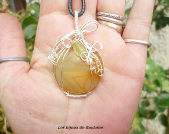 Pendentif citrouille pierre cornaline,, talisman, amulette