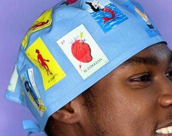 Loteria Mexican Game Themed Custom Customized Solid Color Unisex Scrub Cap by UscCreations