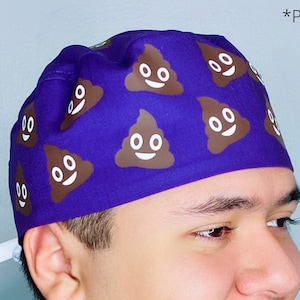 Poop Emoji Popular Emoticon Character Printed Custom Customized Solid Color Unisex Scrub Cap by UscCreations