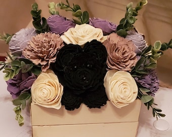 Flower Dog, Dog flower arrangement, loss of Dog, dog birthday gift, dog lover bouquet, flower dog in arrangement, sola wood flower dog