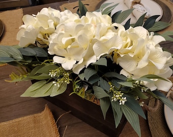 Hydrangea Centerpiece] white Hydrangeas] Hydrangeas table arrangement] order today ships tomorrow flowers