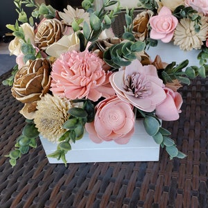 PINK SOLA flowers] pink and beige sola flowers] small arrangement] mom gift] pink flowers for her] pink centerpieces] girl baby shower