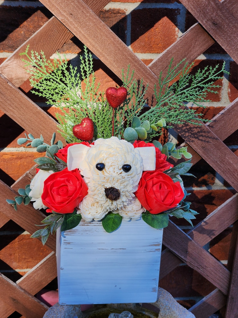 DOG Flowers love flowers birthday flowersdog arrangement Puppy bouquet new dog gift flower dog WHITE flower dog for her get well image 2