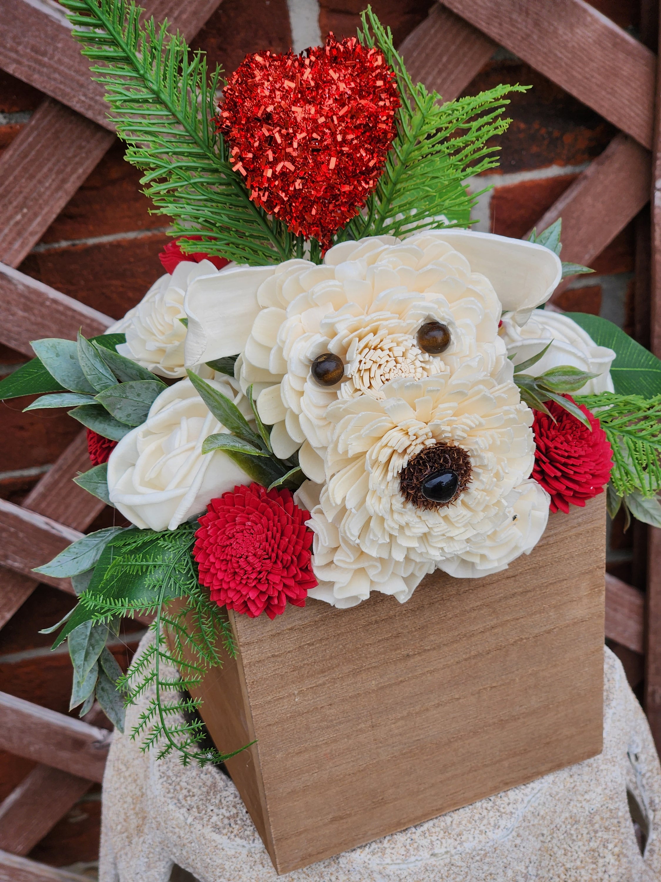 Puppy Bouquet] Sola Wood Flower Dog Arrangement] Mothers Day