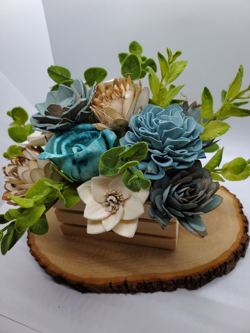 Sola Wood Flower Blue Arrangement Sola Bouquet Blue and Etsy