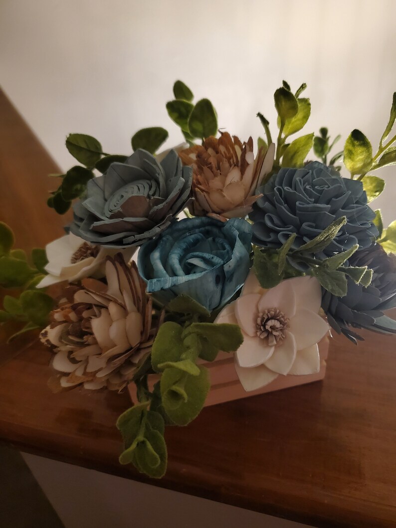 Sola Wood Flower Blue Arrangement Sola Bouquet Blue and Etsy