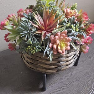 Vibrant succulent garden arrangement] Realistic Faux succulents] Cacti garden centerpiece] Succulent Centerpiece]