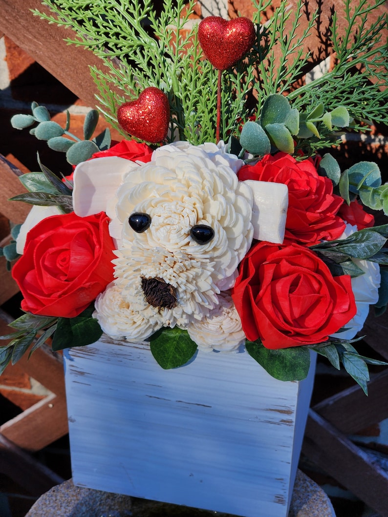 DOG Flowers love flowers birthday flowersdog arrangement Puppy bouquet new dog gift flower dog WHITE flower dog for her get well image 3