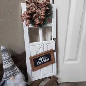 Christmas door hanger] farmhouse Christmas home decor] white Christmas greeter] Christmas porch greeter] merry Christmas door