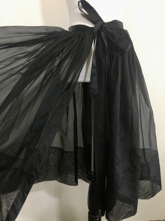Vintage black sheer wrap skirt with satin bow