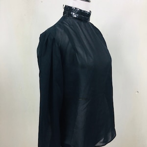 Oscar De La Renta Sheer Sequin Blouse